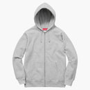 Supreme Rib Logo Zip Up Hoodie Heather Gray