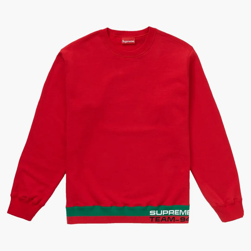 Nejvyšší žebro pruh Crewneck červená