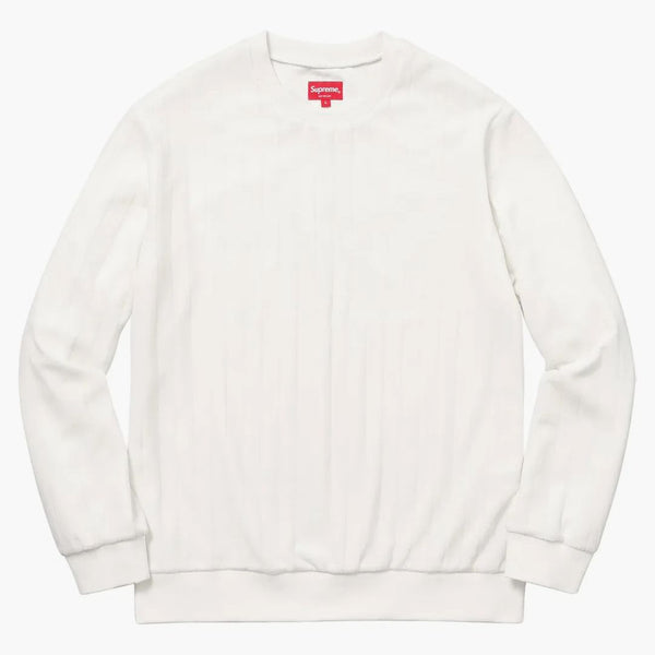 Nejvyšší žebrovaný velur Crewneck White