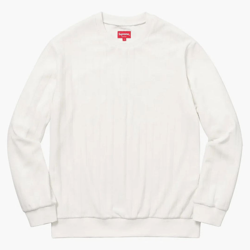 Nejvyšší žebrovaný velur Crewneck White
