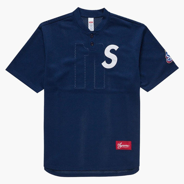Supreme s logo baseball henley navy