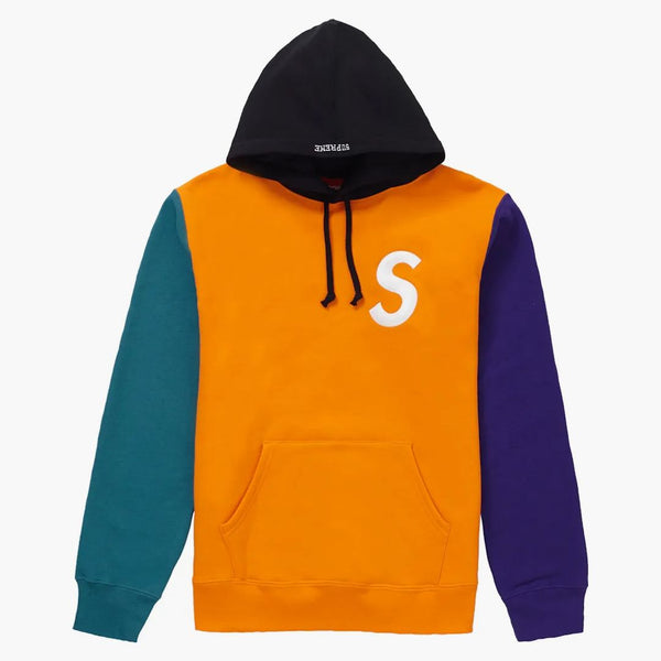 Supreme s logo färgblockerad huva tröja orange