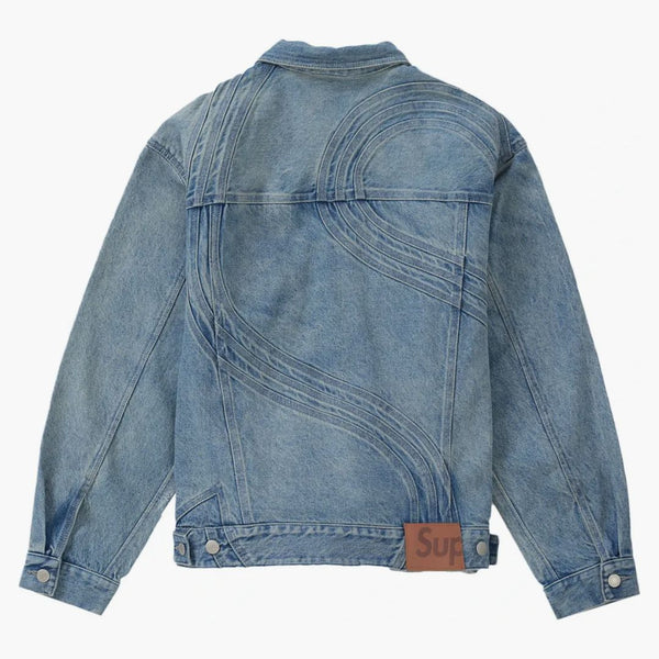 Nejvyšší logo džínoviny Trucker Bunda Washed Blue