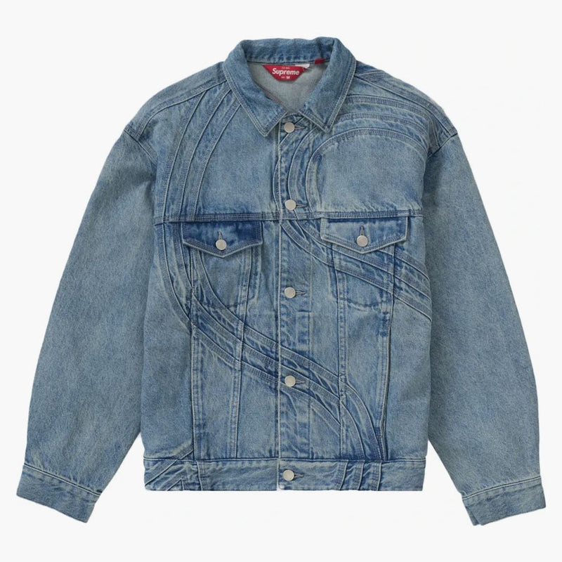 Nejvyšší logo džínoviny Trucker Bunda Washed Blue