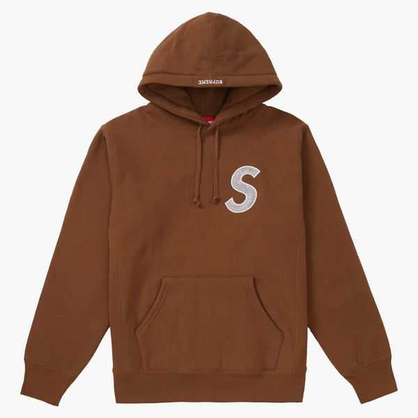 Supreme s logotyp huva tröja (FW18) Brown