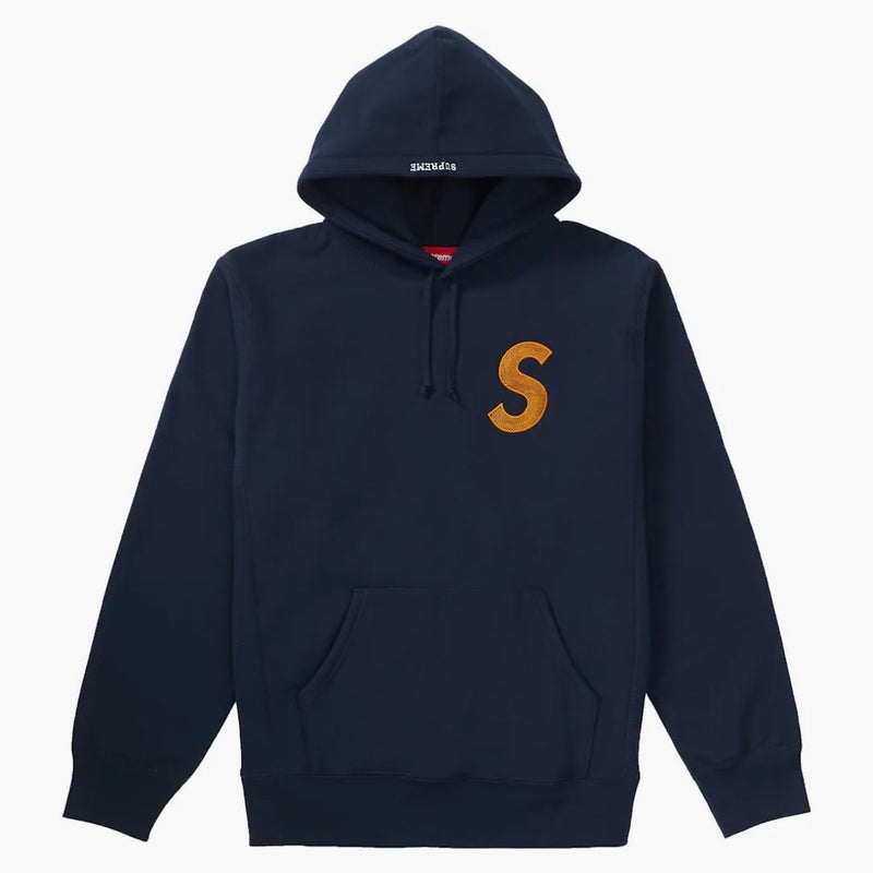 Supreme S logotyp Hooded Sweatshirt (FW18) Navy