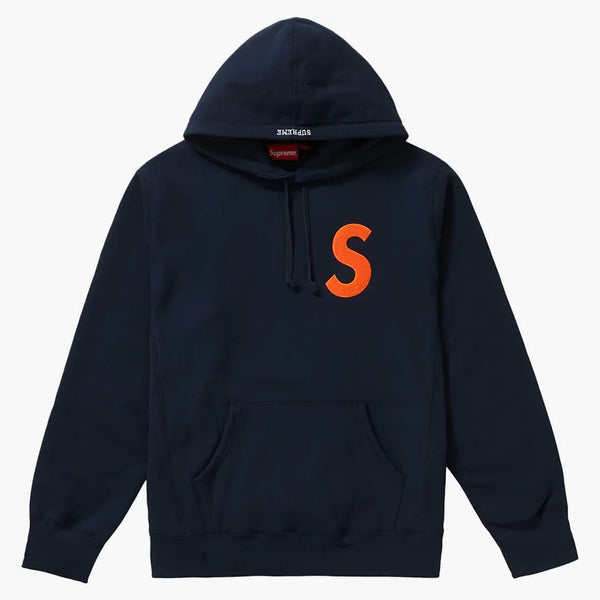 Supreme S logotyp Hooded Sweatshirt (FW19) Navy