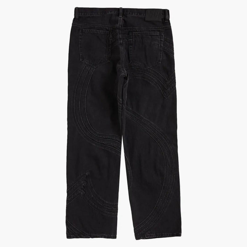 Supreme s logotipo de fit suelto jean lavado negro