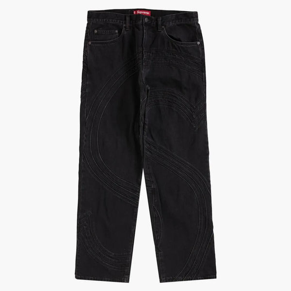 Nejvyšší logo s volným fit Jean Washed Black