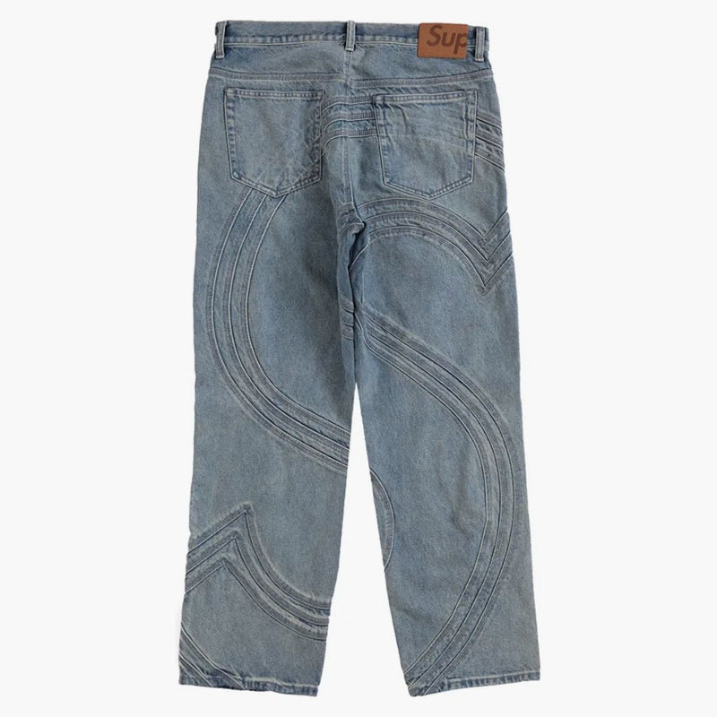 Supreme S Logo Loose Fit Jean Washed Blue
