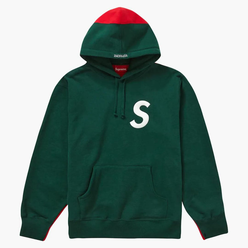 Supreme s logo split huva tröja mörkgrön