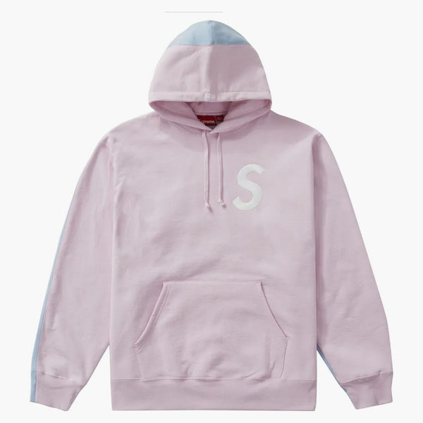 Supreme s logotyp split huva tröja ljusrosa
