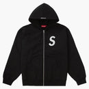Supreme s logotipo cremallera sudadera con capucha negra