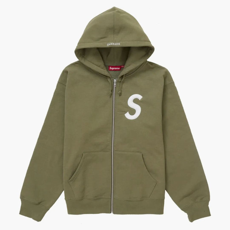 Supreme S Logo Zip Up Felpa con cappuccio (FW24) Light Olive
