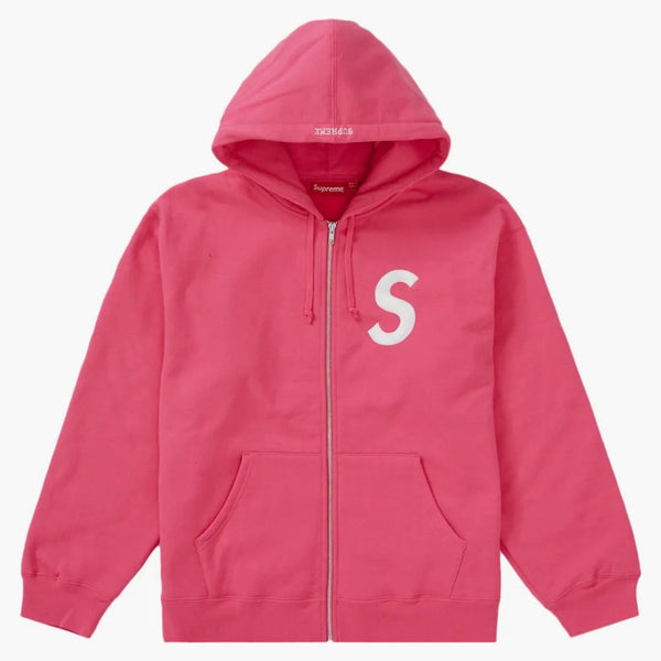 Supreme s logotyp Zip Up Hooded Sweatshirt Magenta