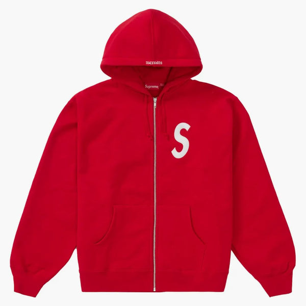 Supreme S logotyp Zip Up Hooded Sweatshirt Red