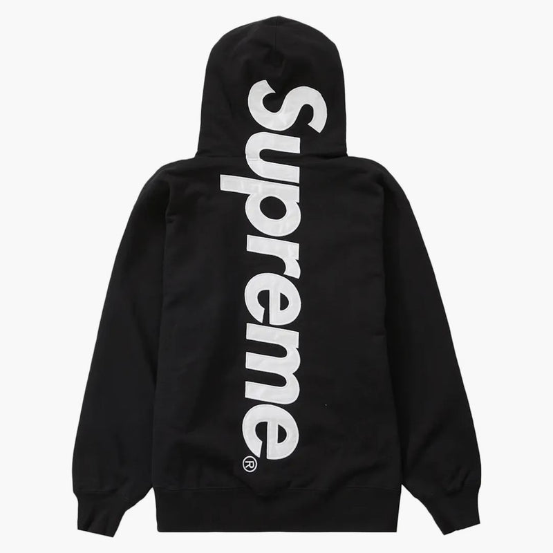 Supreme Satin Appliqué Hooded Sweatshirt svart