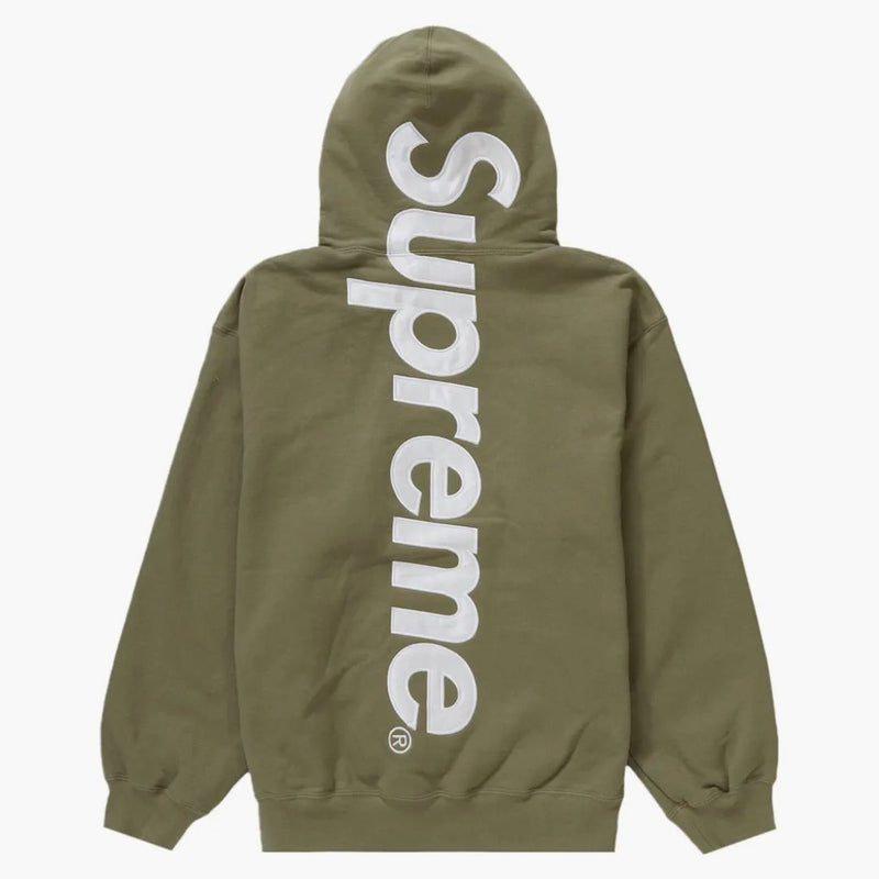 Supreme Satin Appliqué Hooded Sweatshirt (FW23) Light Olive