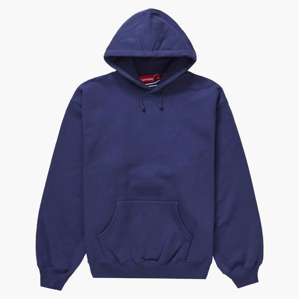 Supreme Satin Appliqué Hooded Sweatshirt (FW23) tvättad marin