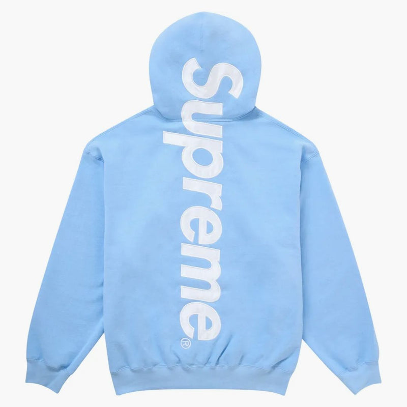 Suprema Satin Applique con cappuccio felpa con cappuccio fw24 azzurro