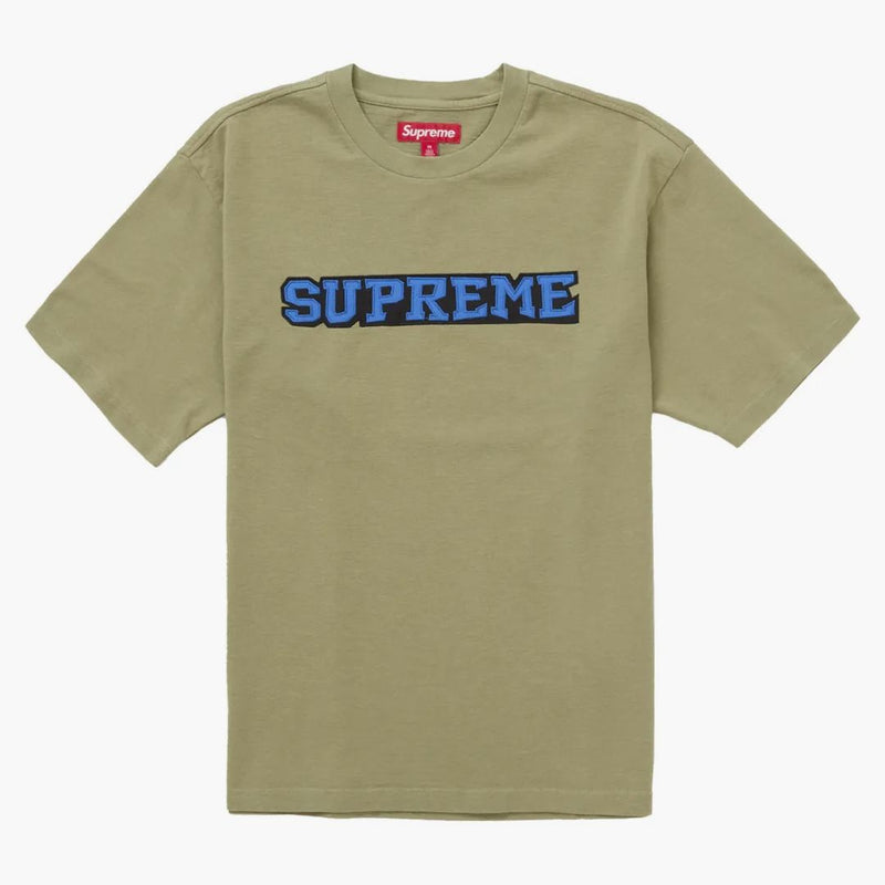 Supreme Satin Appliqé S/S Top Light Olive