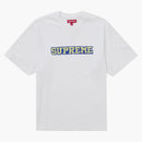 Supreme satin appliqué s/s top white