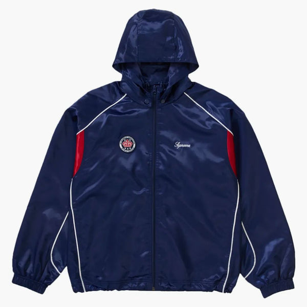 Supreme Satin Hooded Track Jacket Navy