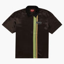 Supreme Satin zip up s/s trabajo camisa marrón
