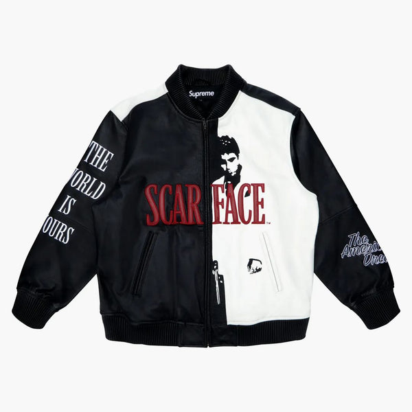 Supreme Scarface EMBroidered Leather Jacket Black