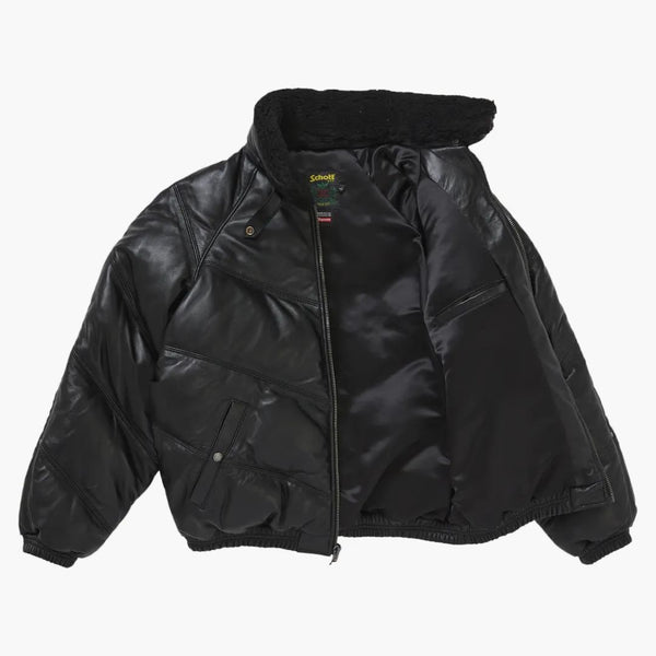 Supreme Schott Chevron in pelle giù per buffer giacca blacket nero