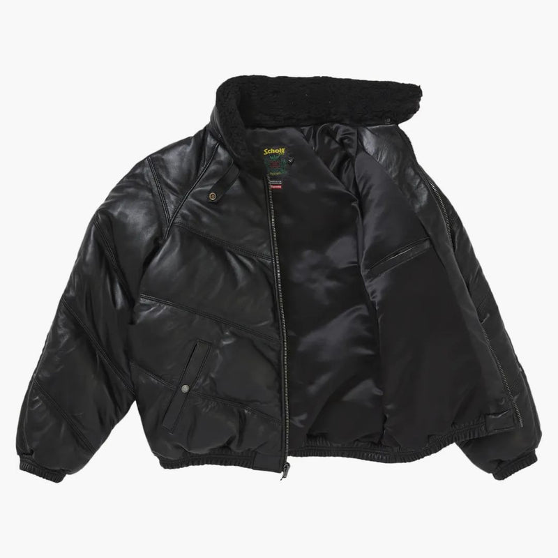 Supreme Schott Chevron in pelle giù per buffer giacca blacket nero
