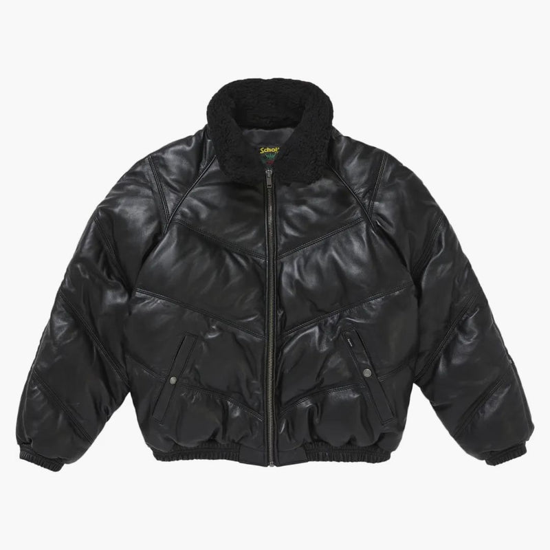 Supreme Schott Chevron in pelle giù per buffer giacca blacket nero