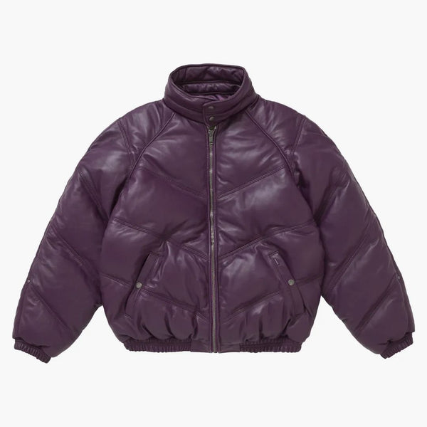Supreme Schott Chevron Leather Down buffer Jacket Purple