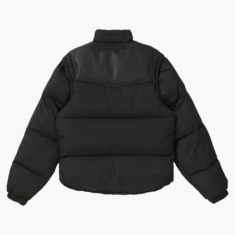 Nejvyšší Schott Down Leather Vest Puffy bunda černá