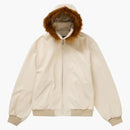 Supreme Schott Hooded Leather Bomber Jacketen Stone