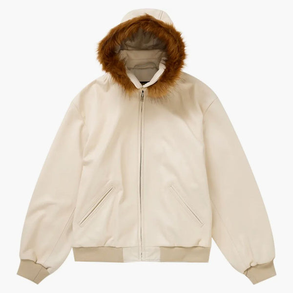 Pietra di bomber in pelle con cappuccio supremo Schott