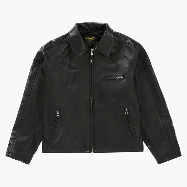 Supreme Schott Leather Racer Jacket Black