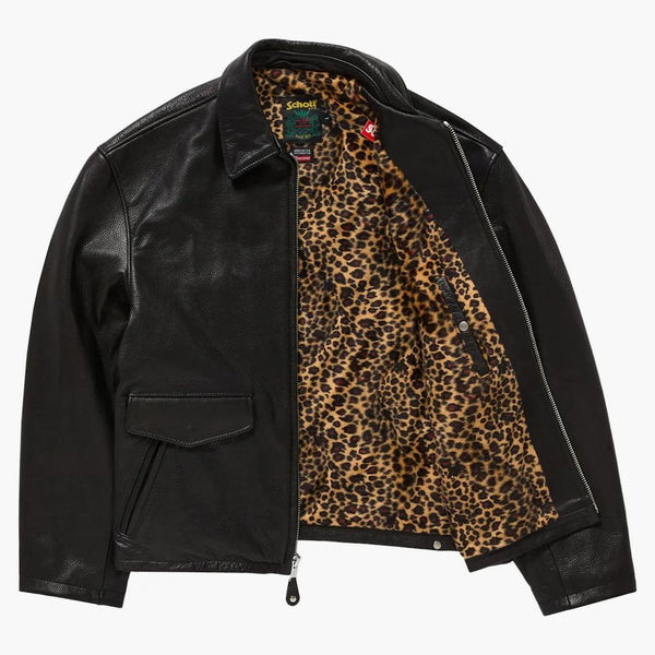 Supreme Schott Leather Racer Jacket (fw24) Black
