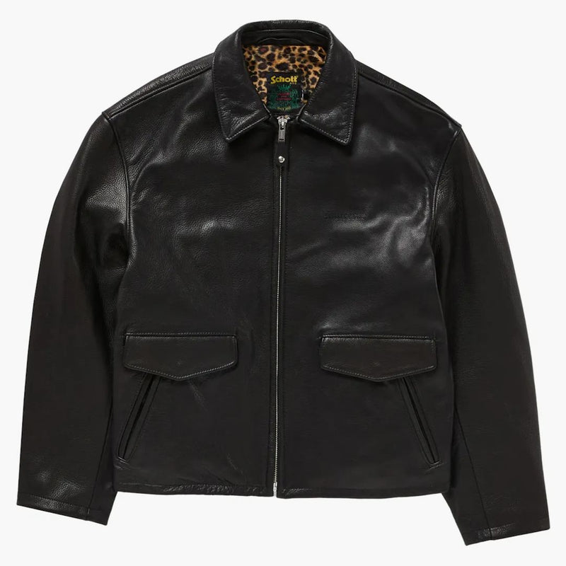 Supreme Schott Leather Racer Jacket (fw24) Black