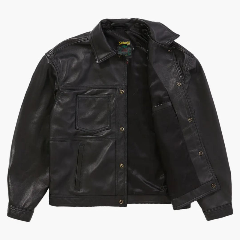 Supreme Schott Leather Work Jacket Black