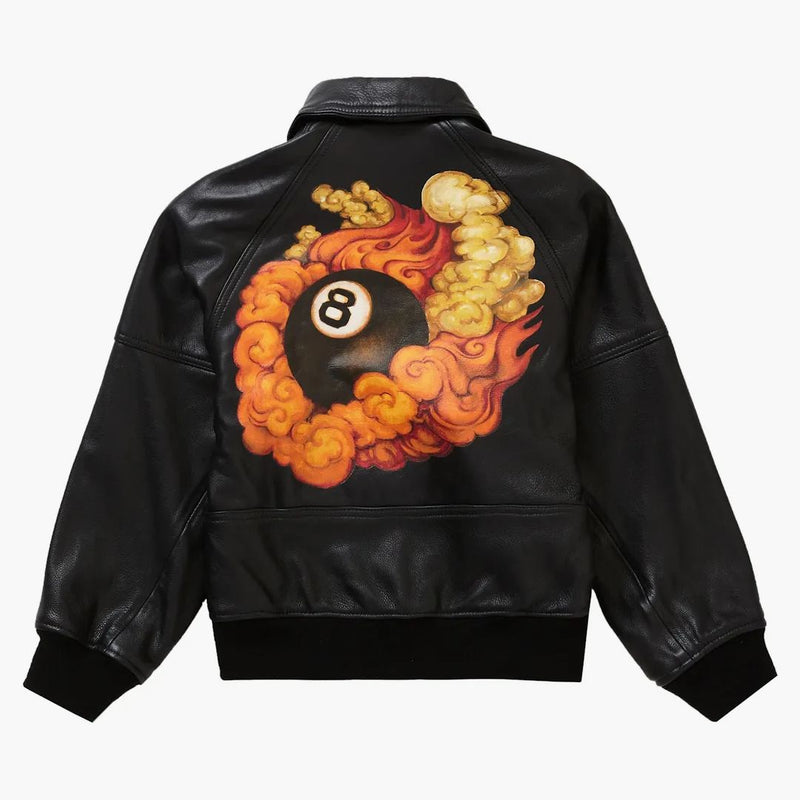 Supreme Schott Martin Wong 8 boll läder varsity jacka svart