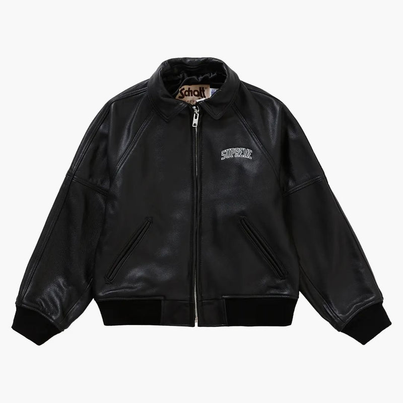 Supreme Schott Martin Wong 8 boll läder varsity jacka svart