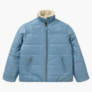 Supreme Schott Shearling Collar Leather Puffy Jacket Light Blue