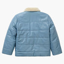Supreme Schott Shearling Collar Leather Puffy Jacket Light Blue