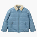 Supreme Schott Shearling Collar Leather Puffy Jacket Light Blue
