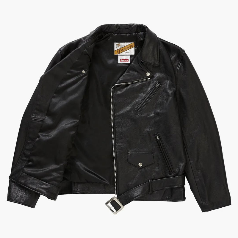 Supreme Schott the Crow Perfecto Leather Jacket Black