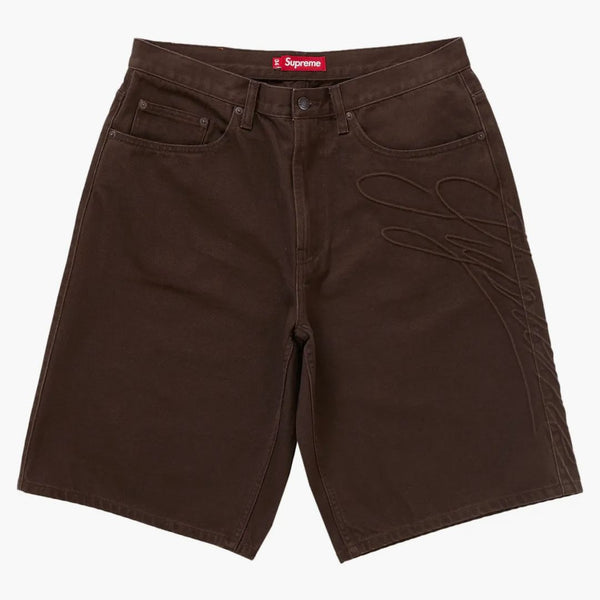 Supreme Script Baggy Denim Short Brown