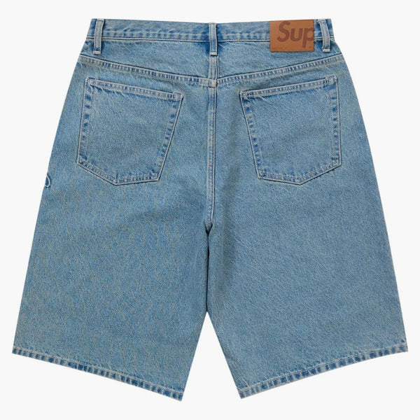 Supreme Script Baggy Denim Short Washed Indigo