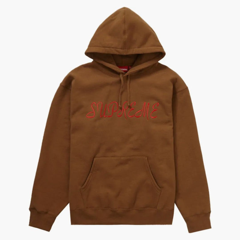 Supreme Script Hooded Sweatshirt Light Brown