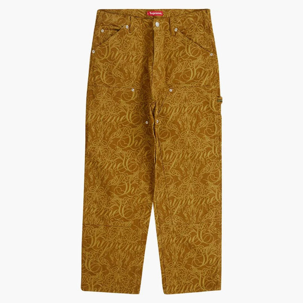 Supreme Script Jacquard Double Knee Denim Painter Pant Brown